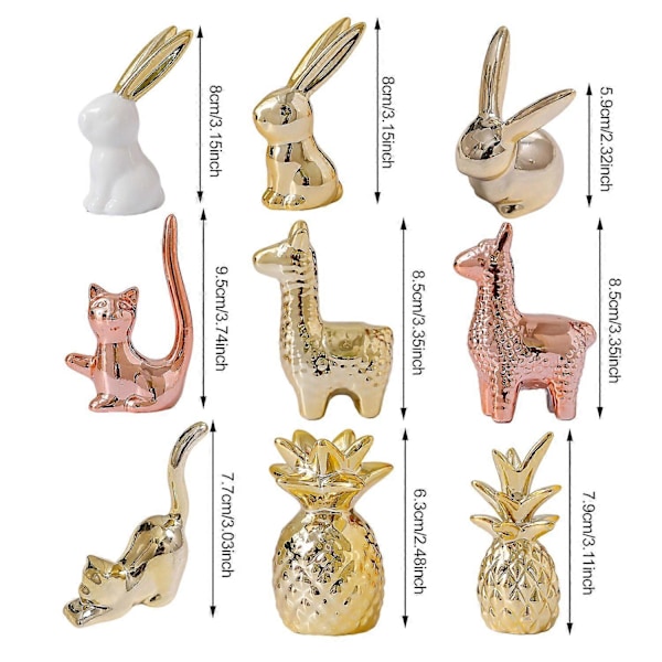 Mini Keraamiset Eläinfiguurit Pienoispupu Kissa Laama Ananas Patsas Pöydälle Hyllylle Työpöydälle H