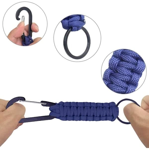 6 st Nyckelring Flätad Snodd Ring Krok Clips för Vandring Resor