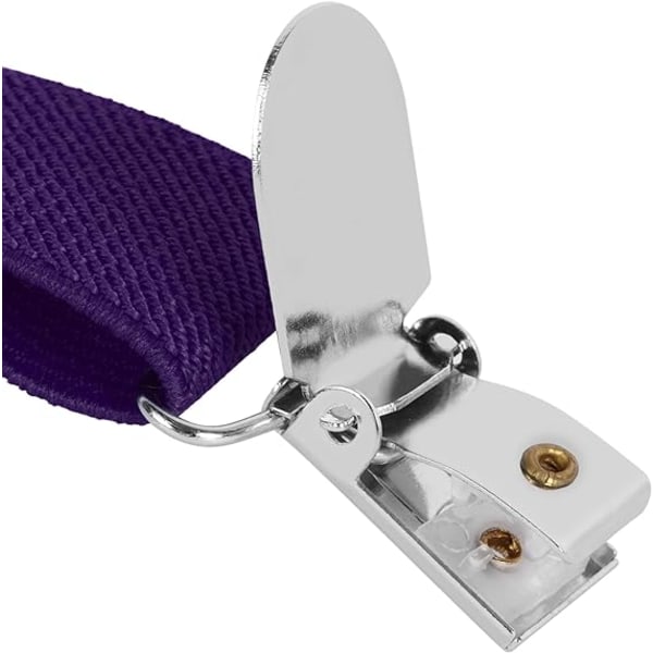 Herrhängslen med 4 clips X-form, justerbara elastiska hängslen för herrbyxor, hängslen för män för bröllop Business Casual hängslen (lila)