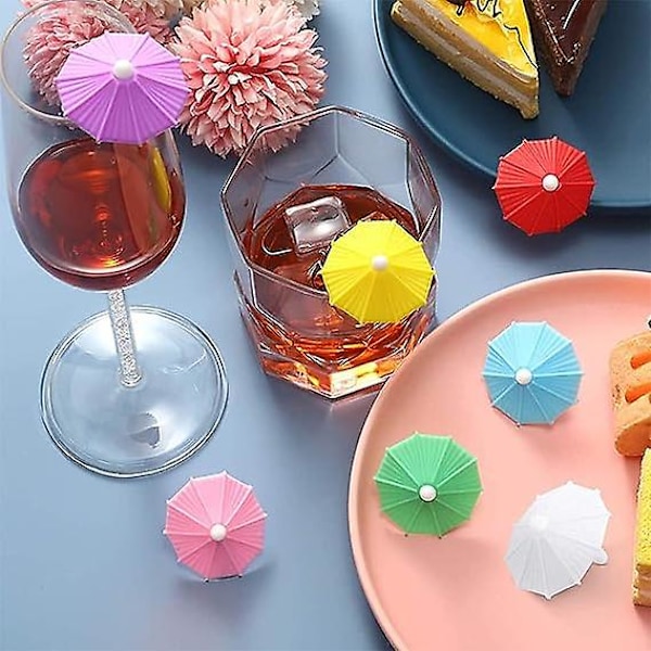 Drink Markers, 12 stycken vinglasmarkörer, silikon vinglasmarkör, silikon tepåsehållare, kan användas för bord, bar, fest, heminredning
