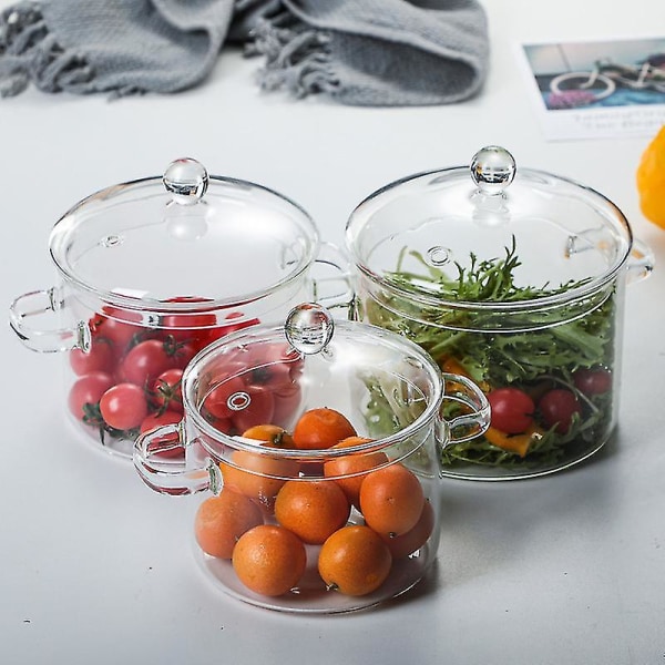 1 st Värmebeständig Klart Glas Matlagningsgryta Instant Multifunktionskokgryta För Hem Kök Restaurang 1500ml
