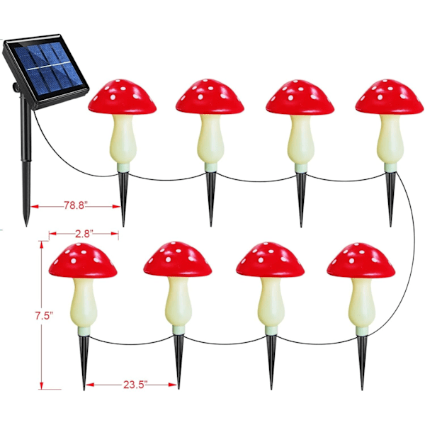 Sæt med 8 Solcelledrevne Svampe Lys Have Udendørs Dekoration, 8 Tilstande Vandafvisende Have Dekorationer til Græsplæne Havegang Landskab Havegård Påske 8 Mushrooms