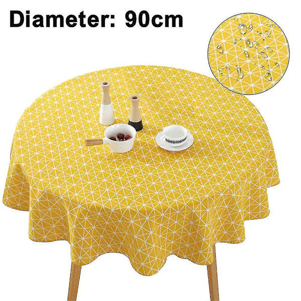 Pyöreä pöytäliina rypistymätön haalistumaton pöytäliina Round yellow 90 cm
