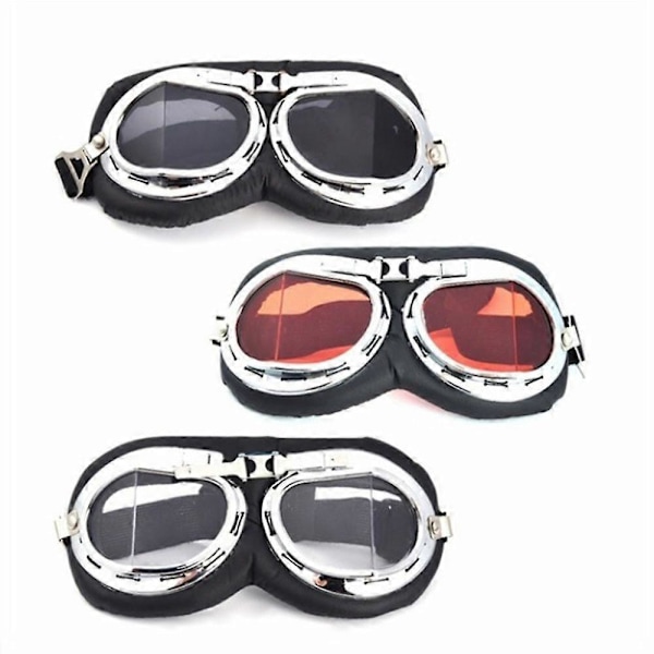 1 kpl Retro Pilotin Suojalasit Moottoripyörän Suojavarusteet Lasit Moottoripyörä Cruiser Cafe Skootteri Vintage Linssikehys Pölytiivis black-Colour lenses
