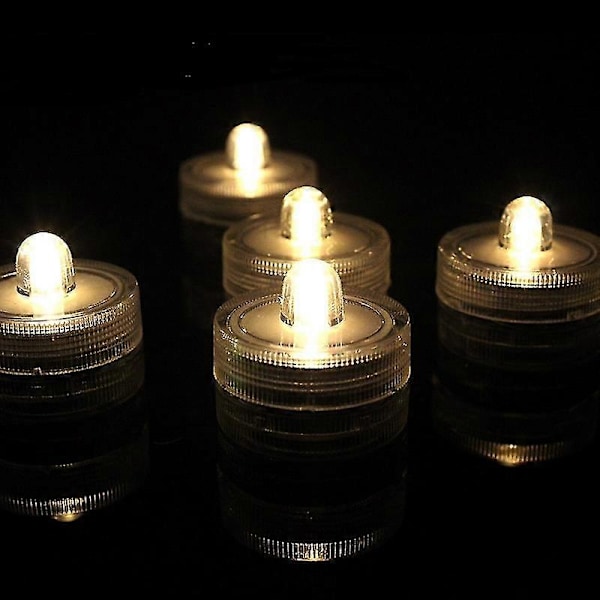 12 stk. Senkbare LED-lys, vanntette telys, dam- og fiskefeiring flammeløse LED-telys I