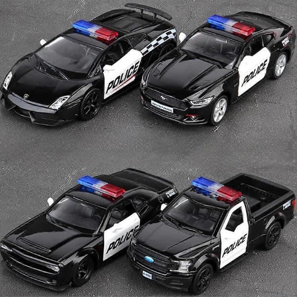 Pojkar 1:36 Polisbil Leksaker Simulering 2-dörrars Drag-tillbaka Bilmodell Ornament För Barn Presenter Samling 554998P