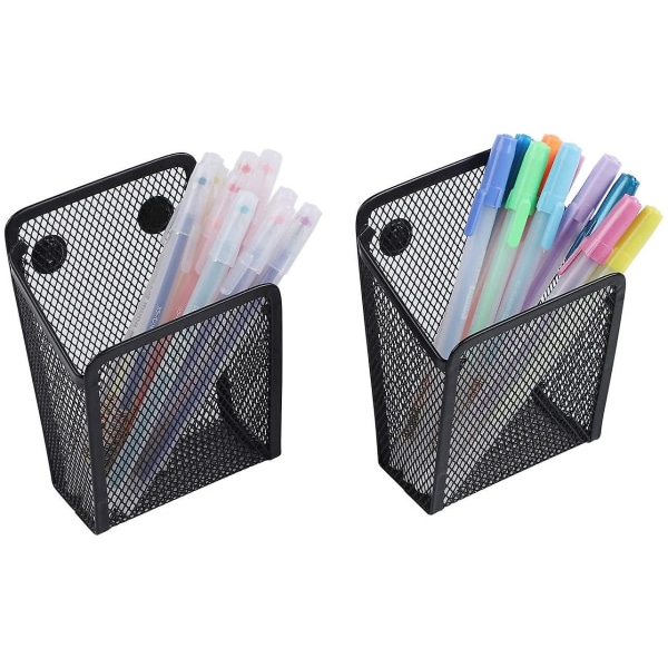 2-pack magnetisk pennhållare, organizer i mesh med extra stark magnet för kylskåp, whiteboard, skåpstillbehör, kontorsmaterial