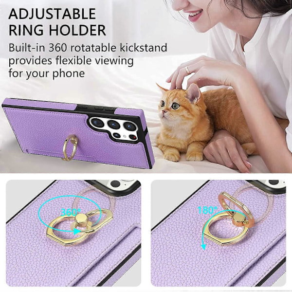 Samsung Galaxy S24 Ultra -puhelimen suojakotelo PU-nahkaa + TPU-rengaspidike Multicolor Style F