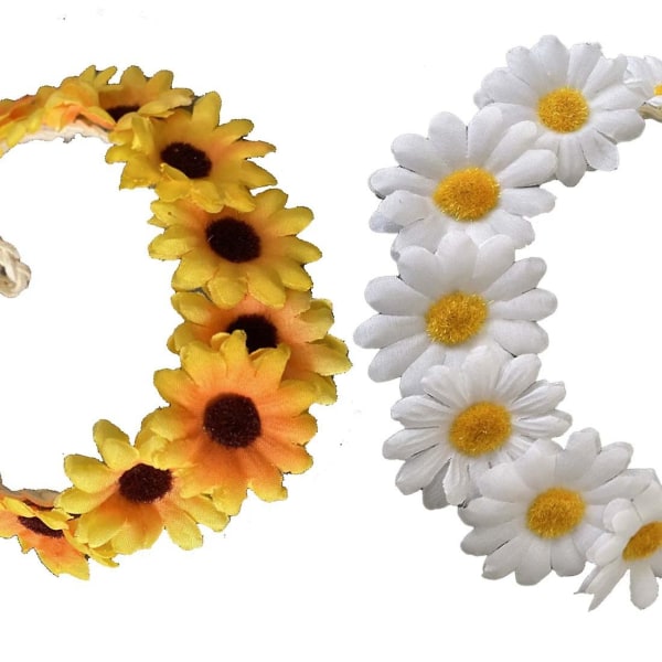 Daisy Blomsterhuvudband Snygg Solroskrona Bröllop Brud Hårfärg 1st white