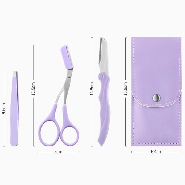 Fashion Ögonbryns Trimmer Set - Läderförvaringsväska, Ögonbryns Trimmer med Kam, Ögonbryns Klipp och Fällbar Ögonbryns Trimmer