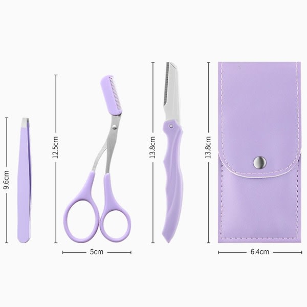 Mote Eyebrow Trimmer Suit - Lær Oppbevaringsveske, Eyebrow Trimmer med Kam, Eyebrow Clip og Foldable Eyebrow Trimmer