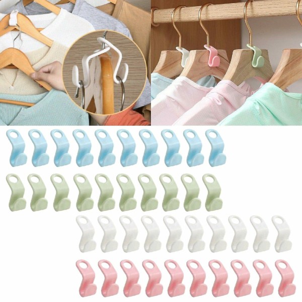 40pcs Clothes Hanger Connector Hook Closet Hangers Organizer Space Saving Clip T