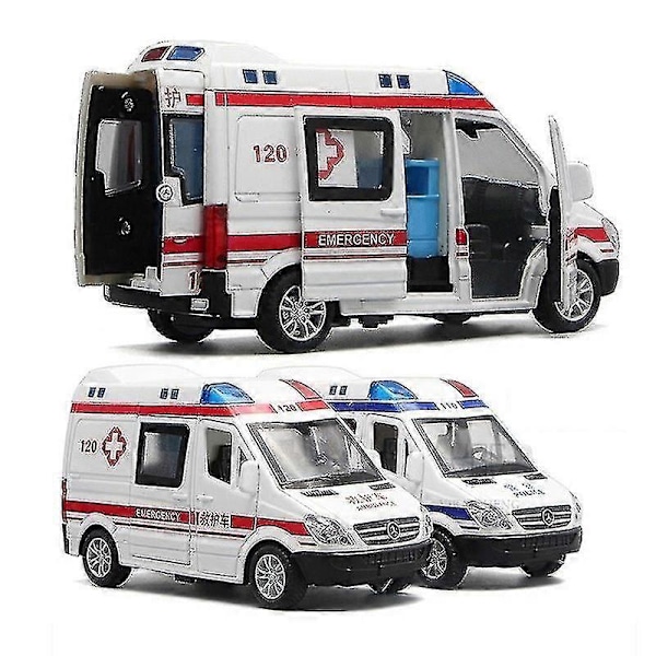 1/32 Legering Ambulanse Politibiler Støpegods & Leker Kjøretøy Modell Brannbil Metall Trekk Tilbake Lyd & Lys Bil Leker For Barn - Ya Ambulance