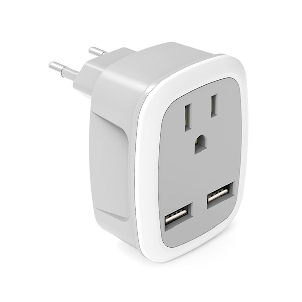Monitoiminen US-EU/UK/IT/CH-matkasettiadapteri 2 USB:llä 3 tuumaa