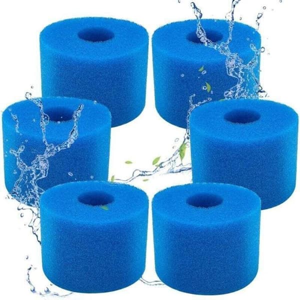 Skumpoolfiltre til Intex Type S1, pakke med 6, genanvendelige og vaskbare, filtreringssvamp til spabade og pools
