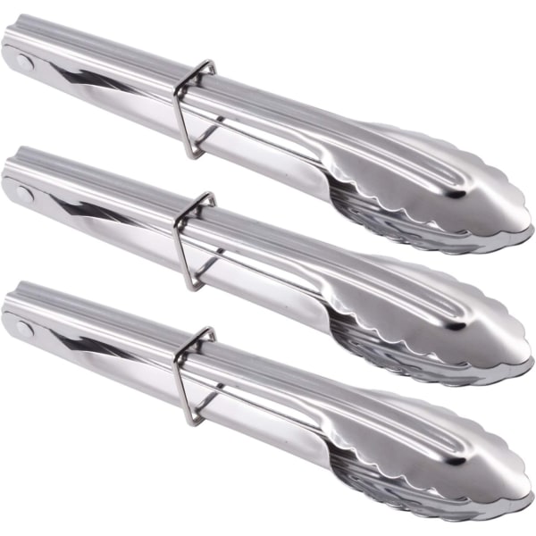 Mini Stainless Steel Serving Tongs Small Metal Tongs for Serving Food Cooking Salad Grilling (7-Inch 3 Pieces)