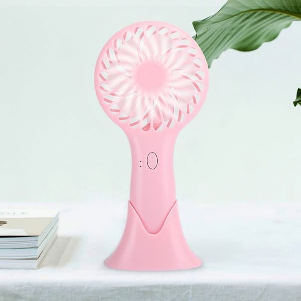 Lyserød mini bærbar ventilator med 3 hastigheder, ideel til hjem og kontor - AquaForge