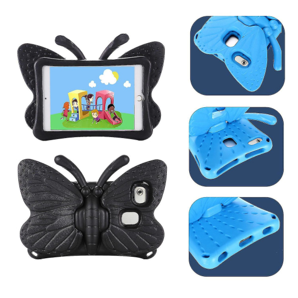 Butterfly Samsung Galaxy Tab A7 Lite 8.7 T220/t225 2021 Etui, Børnevenligt, Eva Blødt Skum Materiale, Tykke Fire Hjørner, Kamera Beskyttelse, Stødsikkert Black