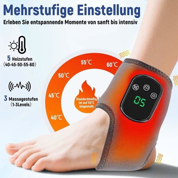 Fodmassager – 3-i-1 enhed – 3 tilstande og 5 varmeniveauer – Cirkulationsstimulator – Grå