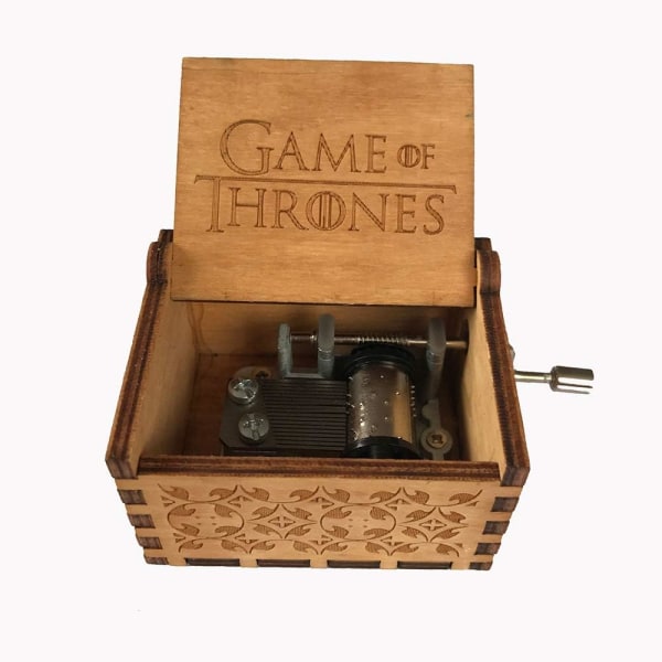 Wooden Music Box - Håndsving Musical Box, en række forskellige stilarter Håndgraveret træmusikbox (game of Thrones（træfarve）)