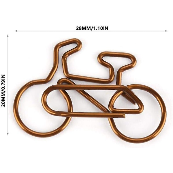 20 stk. Metal Cykelformede Papirklips Kaffe Farve Bogmærke Kontor Skole Papirvarer Klips