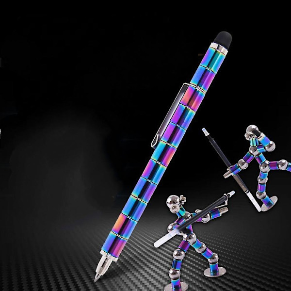 Magnetisk metalpen til afspænding, stressaflastning, Strato-pen multifunktionel deformerbar magnetkuglepen (farverig)
