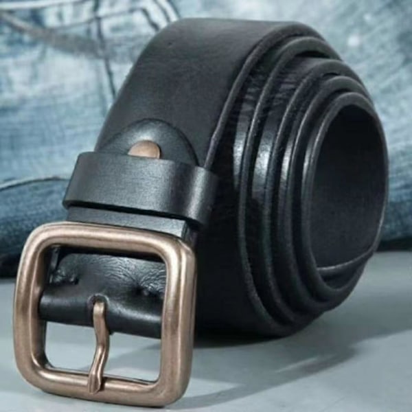Paul Äkta Läder Herr Miss Belt Äkta Läder Spänne Årets Ox Retro Ren Kohud Jeans Midja black 130cm