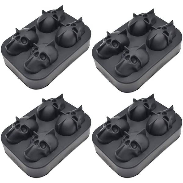 4 stk. 3d kranieisform, fleksibel fødevarekvalitet silikonebakker form DIY