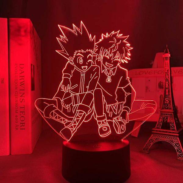 Wekity 3D nattlampa Akryl 3D lampa Anime Hunter X Hunter Killua och Gon för sovrumsdekor Nattlampa Födelsedagspresent LED nattlampa Manga Killua
