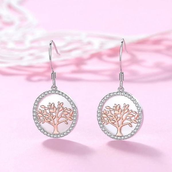 Tree Of Life Kvinners Sterling Sølv Perlemor øredobber Krystaller Smykker Gaver Til Mamma Kone Jenter Henne