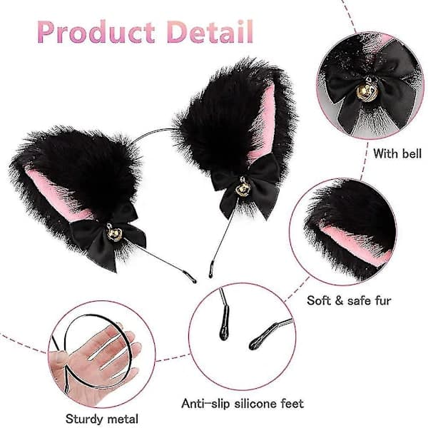 set med kattflicka kattöron enkla håraccessoarer krage set