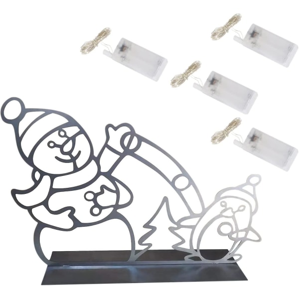 Gjør-det-selv leken animert snømann snøballkamp Julepyntlys, utendørs glødende snømann-snørelys