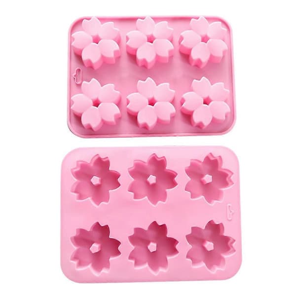 DIY Bageform 6 Huller Sakura Sneform Silikonebakkeform til Chokolade Cheesecake Slik Isterninger