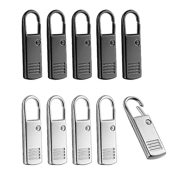 10 st Dragkedjekläpp Ersättning, Dragkedja Dragare Zip Slider Förlängare Handtag Reparationssats för Su