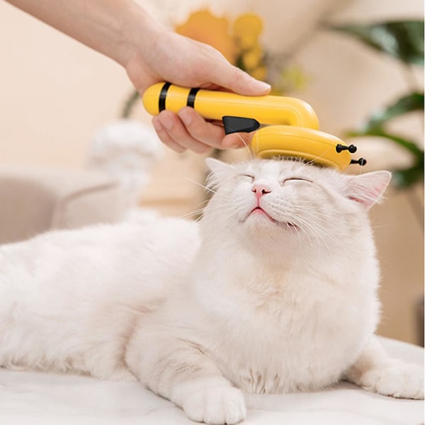 Bee Shape Slicker Brush For Cat Dog Pet Fjerner løs underull Yellow