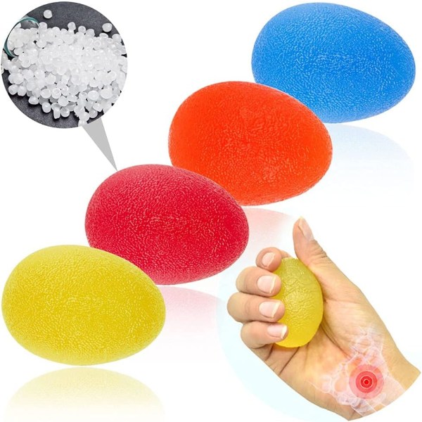 4 st gelhandbollar, handterapi, klämboll, stressbollar, fingerhandled, greppförstärkning och stresslindring