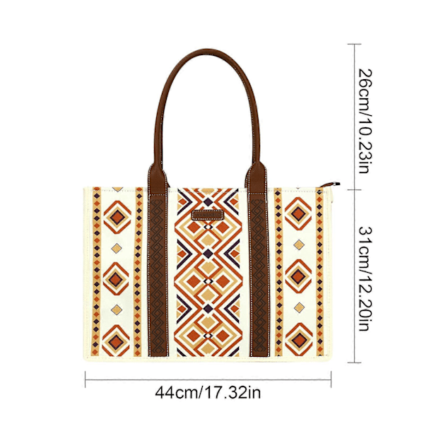 Wrangler Tote Bag Western Väskor för Kvinnor Axelremsväska Boho Aztec Handväskor NY, 100% Ny Warm Yellow L