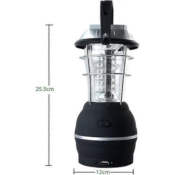 IC Solcellelykt, ultra sterk LED-campinglykt, 2 justerbare lysmoduser, 5 lademetoder, med håndsveivdynamo, lang