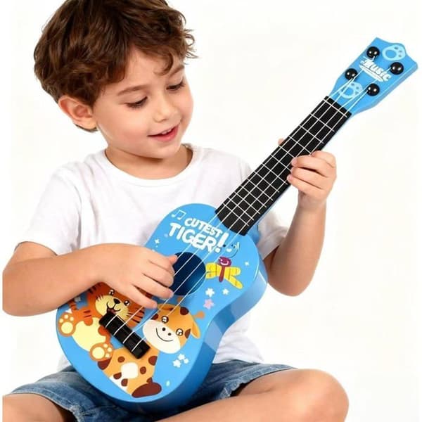 42 cm barnegitar/ukulele – 4-strengs instrument for barn (blå)