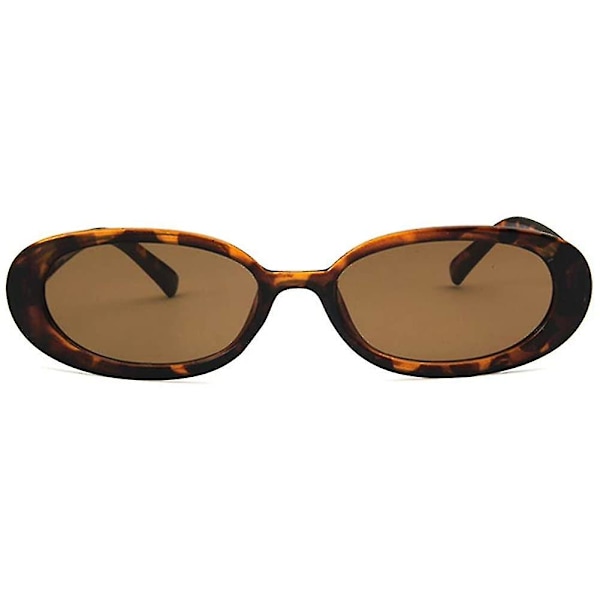 Dame Oval Ko Farve Små Solbriller Mode Plettet Farve Leopard