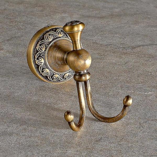 Kåbe Krog Retro Messing Badeværelse Krog 2 Kroge Badeværelse Tilbehør Sæt Papir Rulleholder Antik Messing Finish Væghængt Guld Bølge