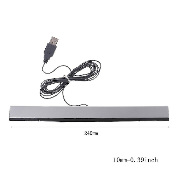 Sensor Bar Trådløs Mottaker Ir Signal Ray Usb Plugg Erstatning For Wii Fjernkontroll - Svart