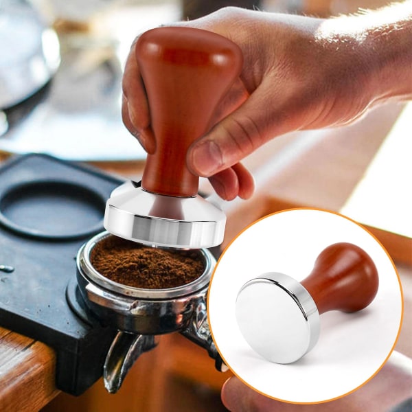 51mm Espresso Tamper Rustfrit Stål 304 Spring Coffee Pulver Press Flad Base Kaffe Pulver Bean Pr