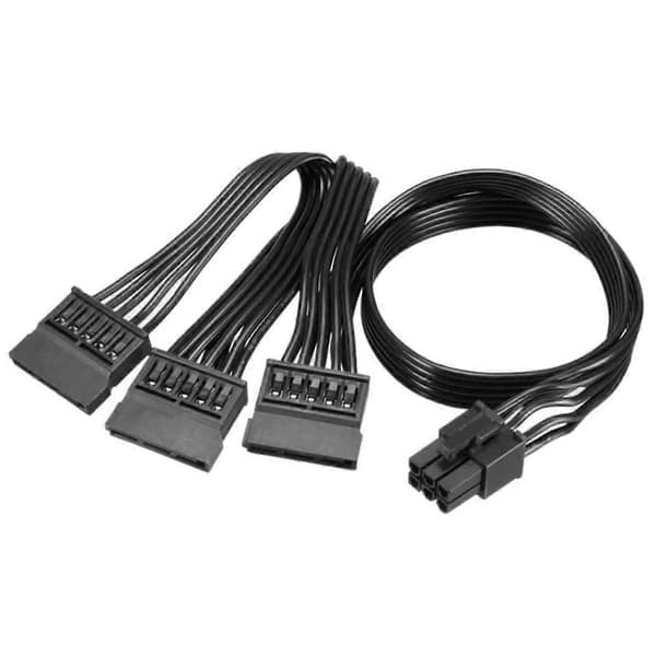 PCIe 6Pin han til 3 SATA strømforsyningskabel til Seasonic Focus-serien sort