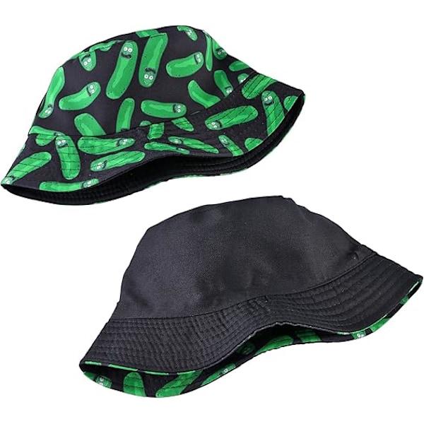 Unisex Reversibel Bucket Hat Trykk Dobbeltsidig Bruk Bomull Solhatt Fiskerhatt