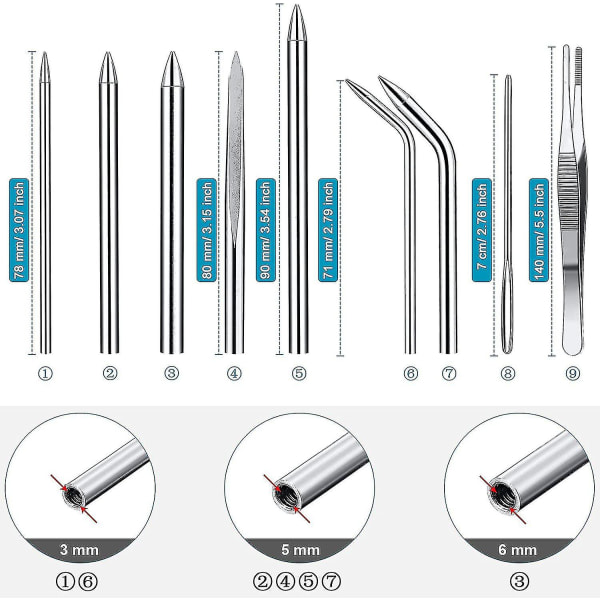 Knytterverktøy, Fid Paracord Fid-sett i rustfritt stål Paracord Lacin-nåler og glatteverktøy for