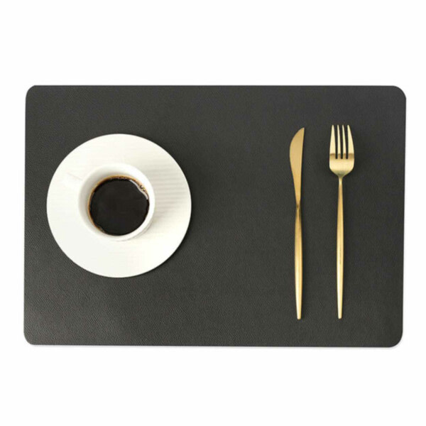 4-pack bordsunderlägg i konstläder rektangulär svart 43x30cm svart