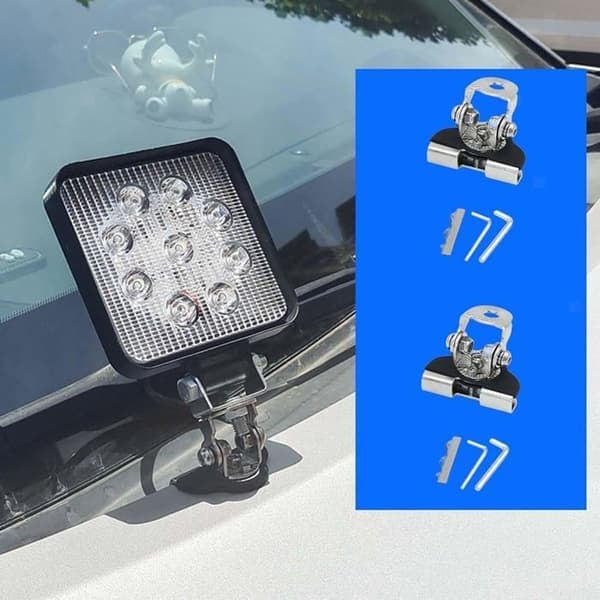LED-lysbjælkebeslag til biler, sæt med 2, sikker montering til SUV'er og lastbiler, optimal ydeevne, sølv