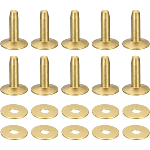 10 sæt messingnitter og grater, 12x4x14mm massive lædern messingnitter til læder DIY håndværksartikler, guld tone