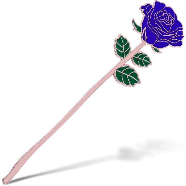 Rose bogmærkegave, metalbogsideholder til læseelskere, Valentine Mors dag julefødselsdagsgave til kvinder bogelskere (Blue Rose)